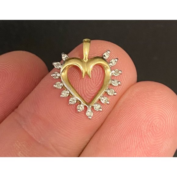 14k Yellow Gold and Diamond Heart Pendant 5/8 in,All Products : American Fashion Style Bags On Sale